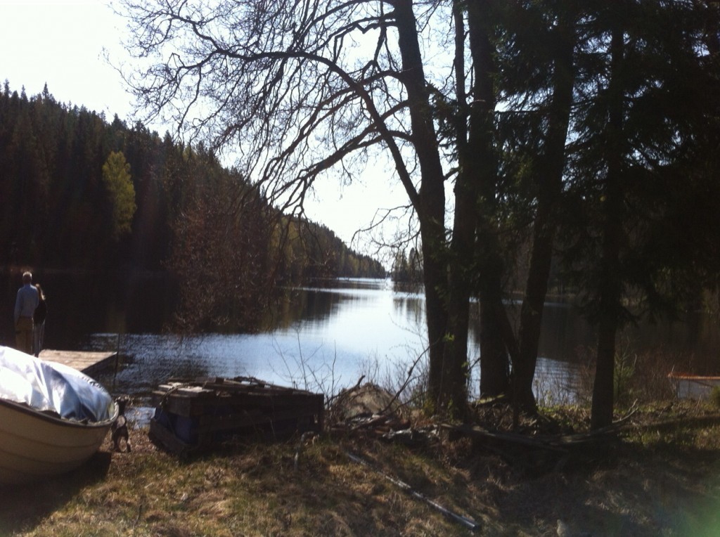 Vid sjön hade vi lite picknick och vi gick för att kika lite. Vi gick lite längre upp till en liten stuga och jag spelade fotboll med hundarna. 