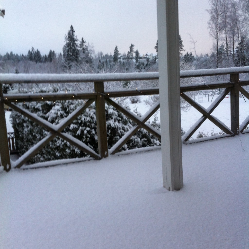 Skitt vad det hade snöat mycket i går morse när jag vaknade och tittade ut.